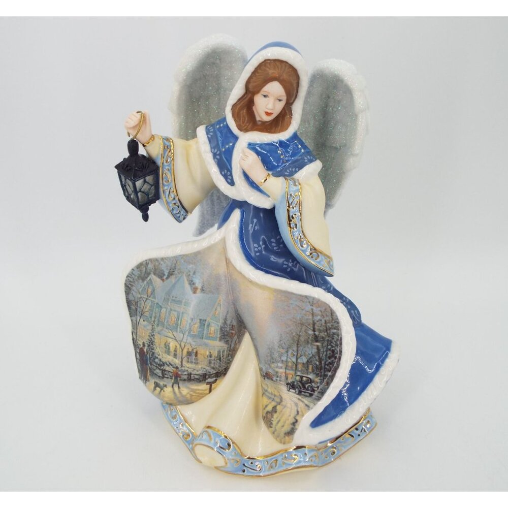 Vintage Thomas Kinkade Angel of Light Blue Illuminated Figurine Tested/Works